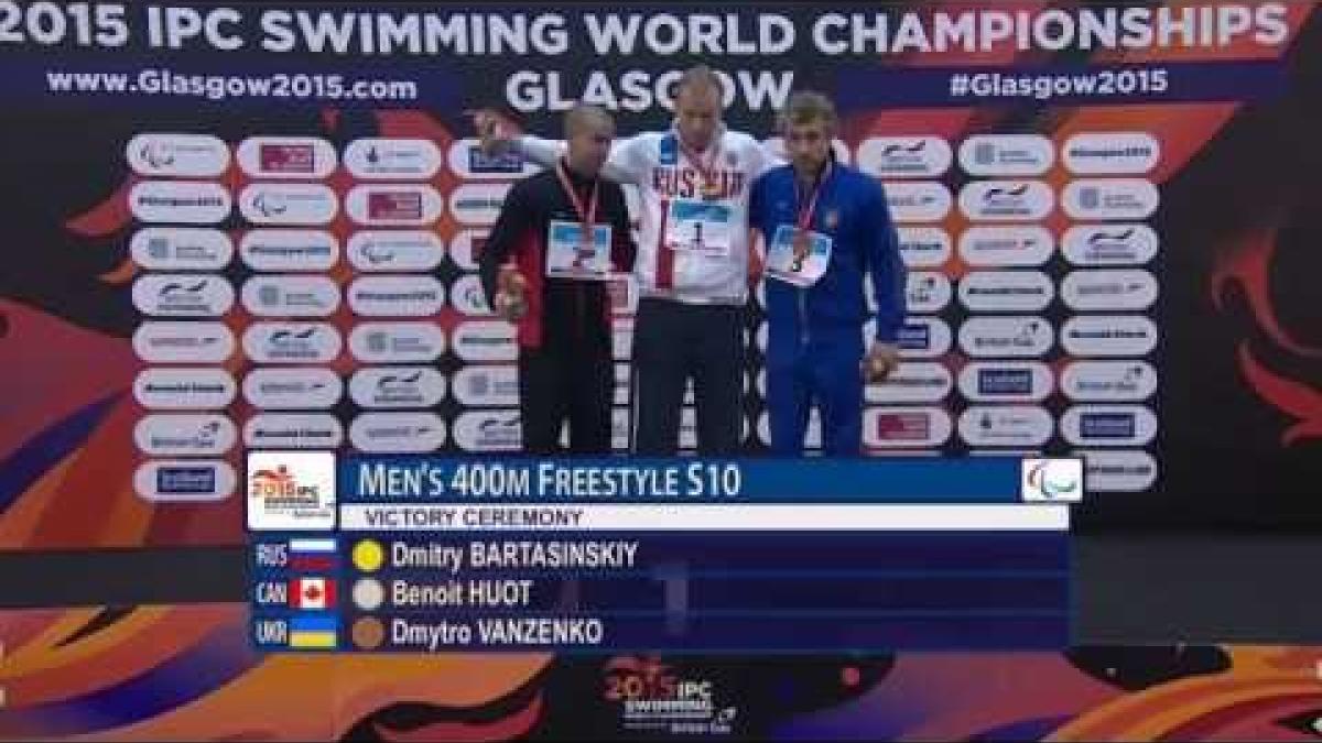 Men's 400m Freestyle S10 | Victory Ceremony | 2015 IPC Swimming World Championships Glasgow