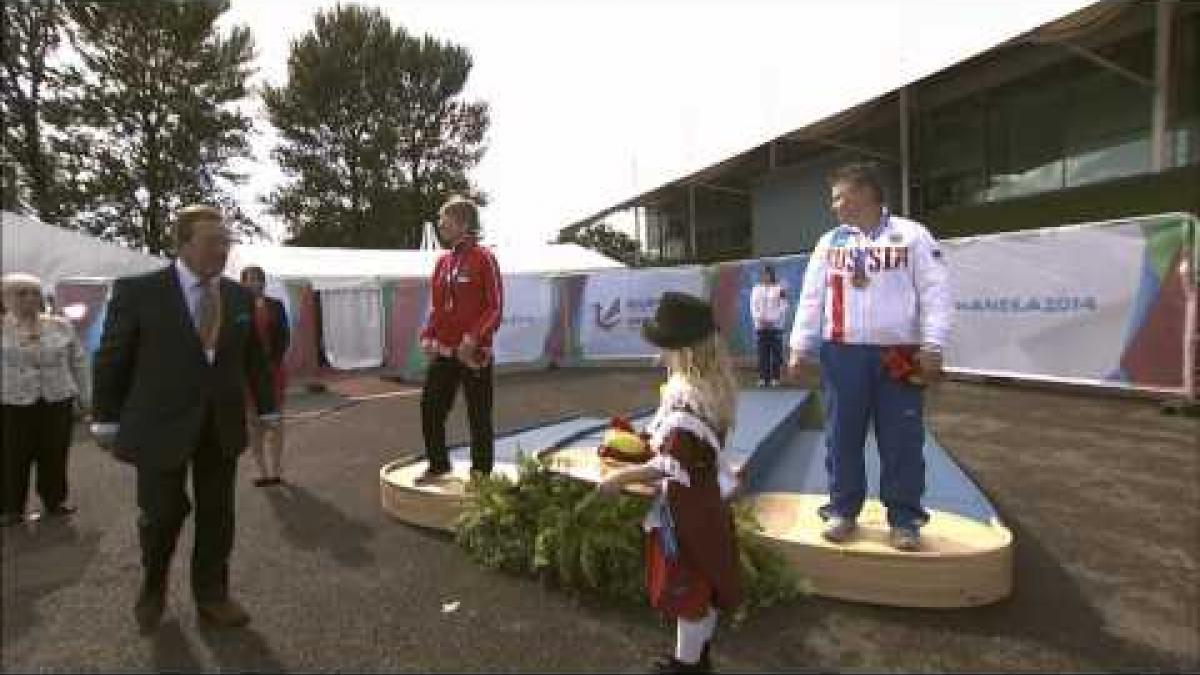 Women's shot put F37 | Victory Ceremony | 2014 IPC Athletics European Championships Swansea