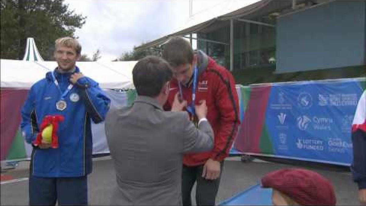 Men's javelin F38 | Victory Ceremony | 2014 IPC Athletics European Championships Swansea