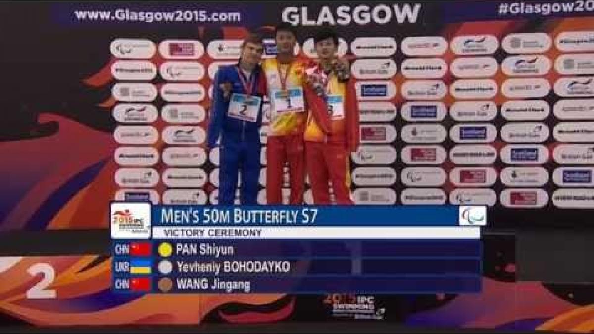 Men's 50m Butterfly S7 | Victory Ceremony | 2015 IPC Swimming World Championships Glasgow