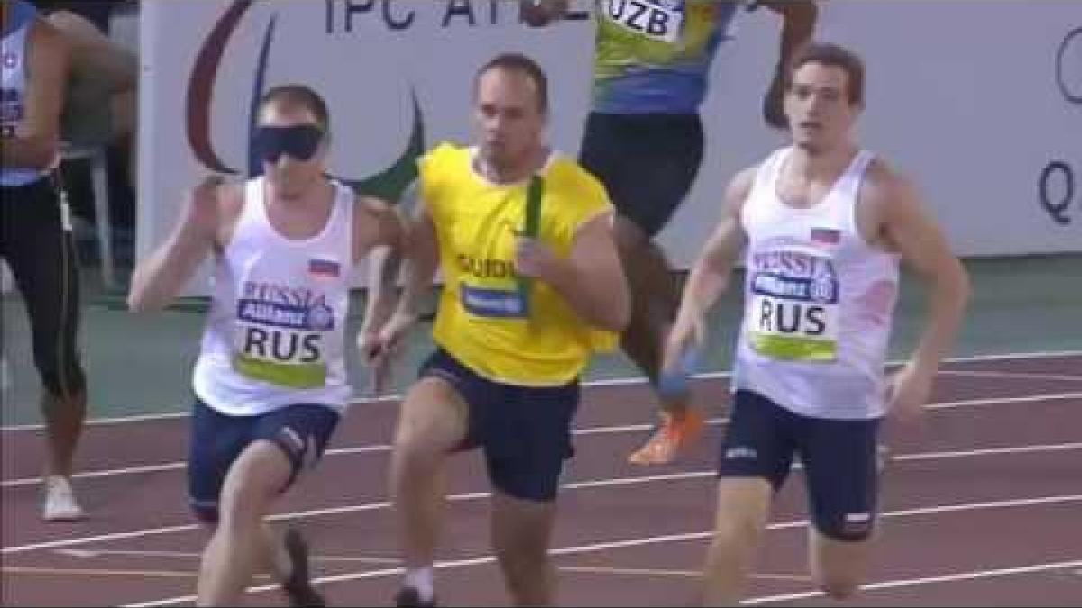 Men's 4x100m T11-13 | heat 2 |  2015 IPC Athletics World Championships Doha