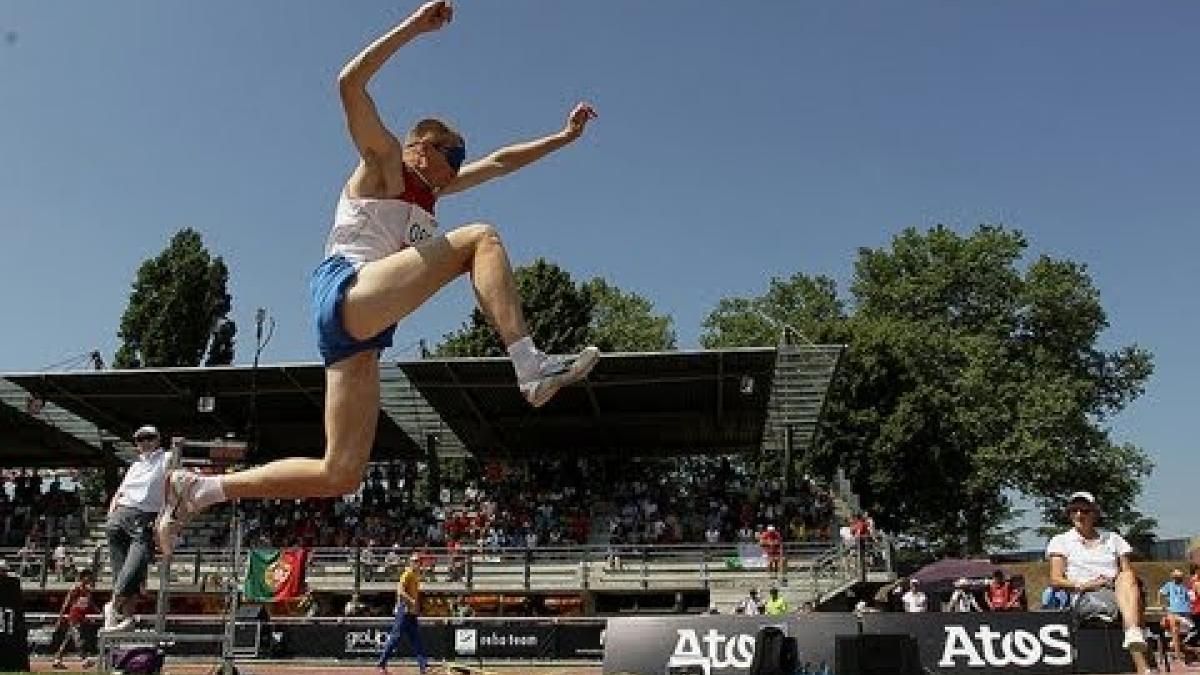 Athletics - Denis Gulin - men's triple jump T11 final - 2013 IPC Athletics World C...