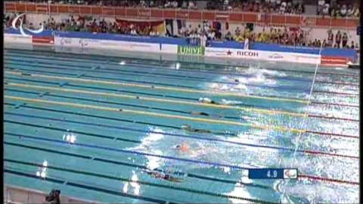 Australia's Peter Leek winning the gold medal in the Men's 100m Butterfly S8 event