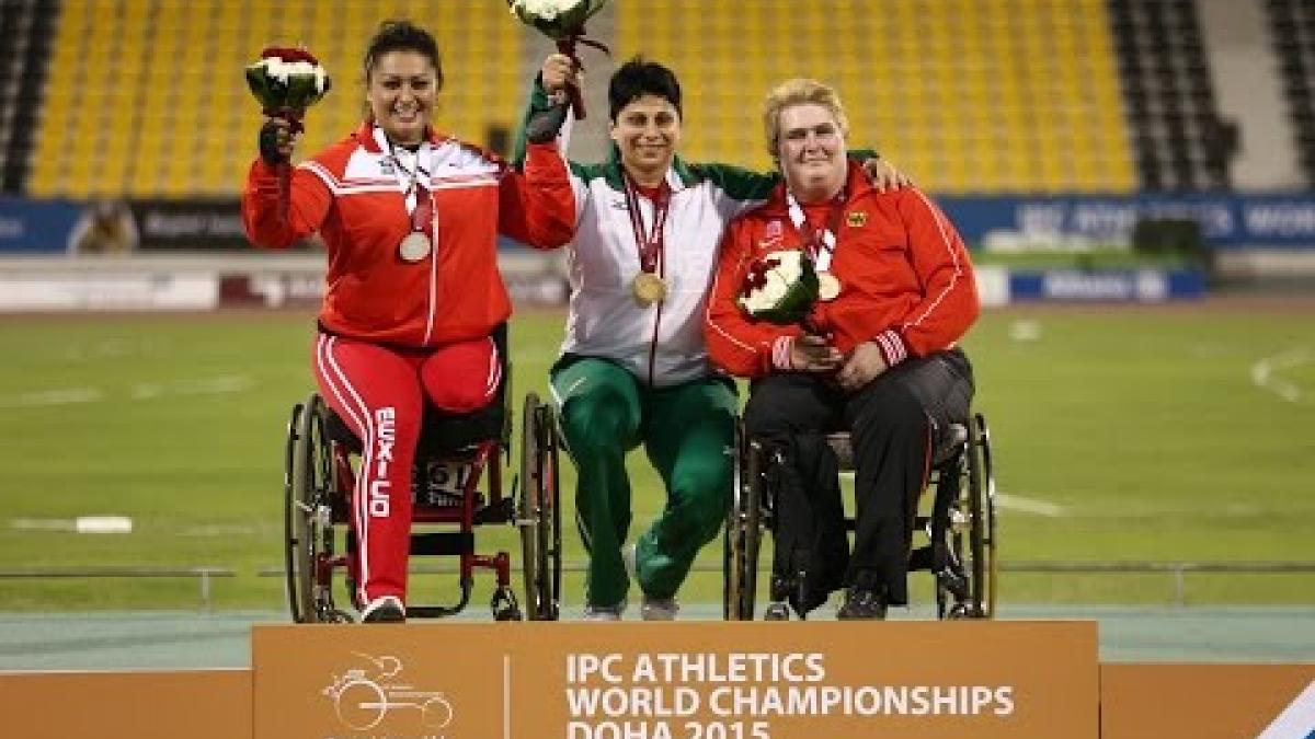 Women's shot put F57 | Victory Ceremony |  2015 IPC Athletics World Championships Doha