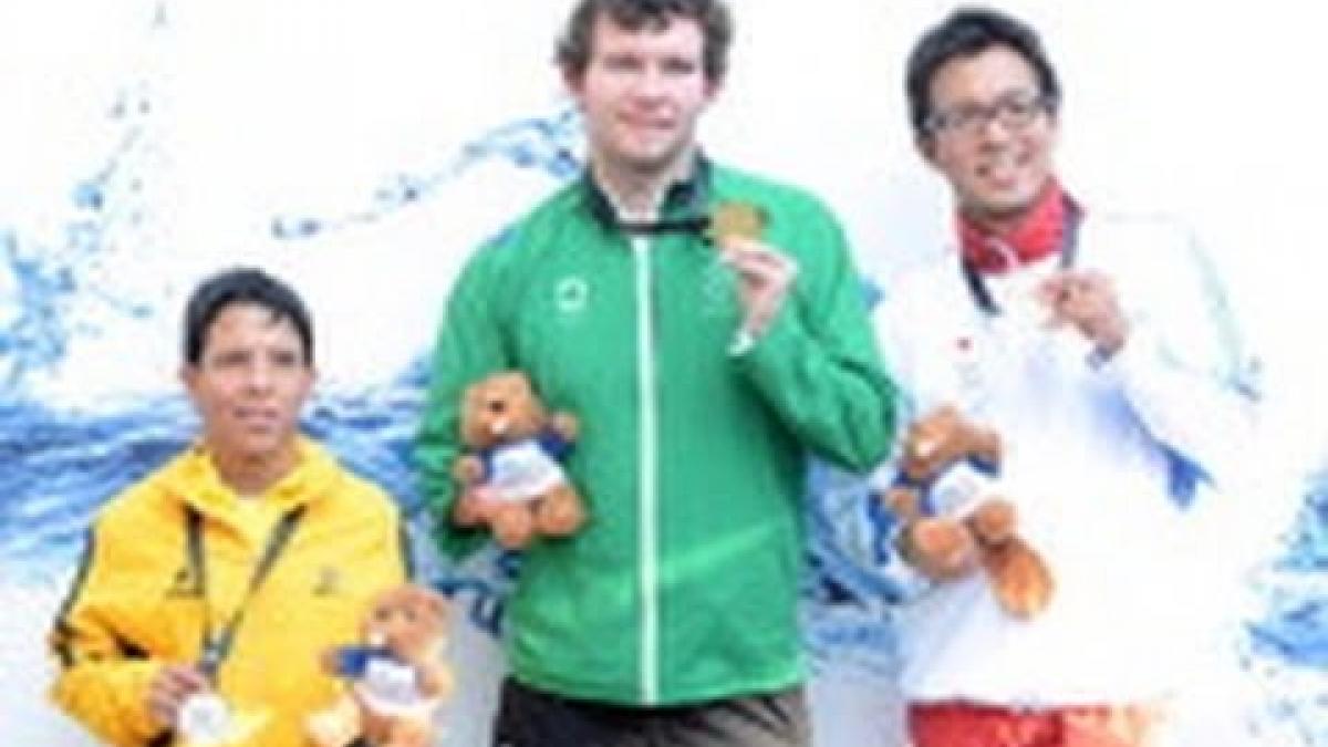 Swimming - medal ceremony men's 400m freestyle S6 - 2013 IPC Swimming Worlds