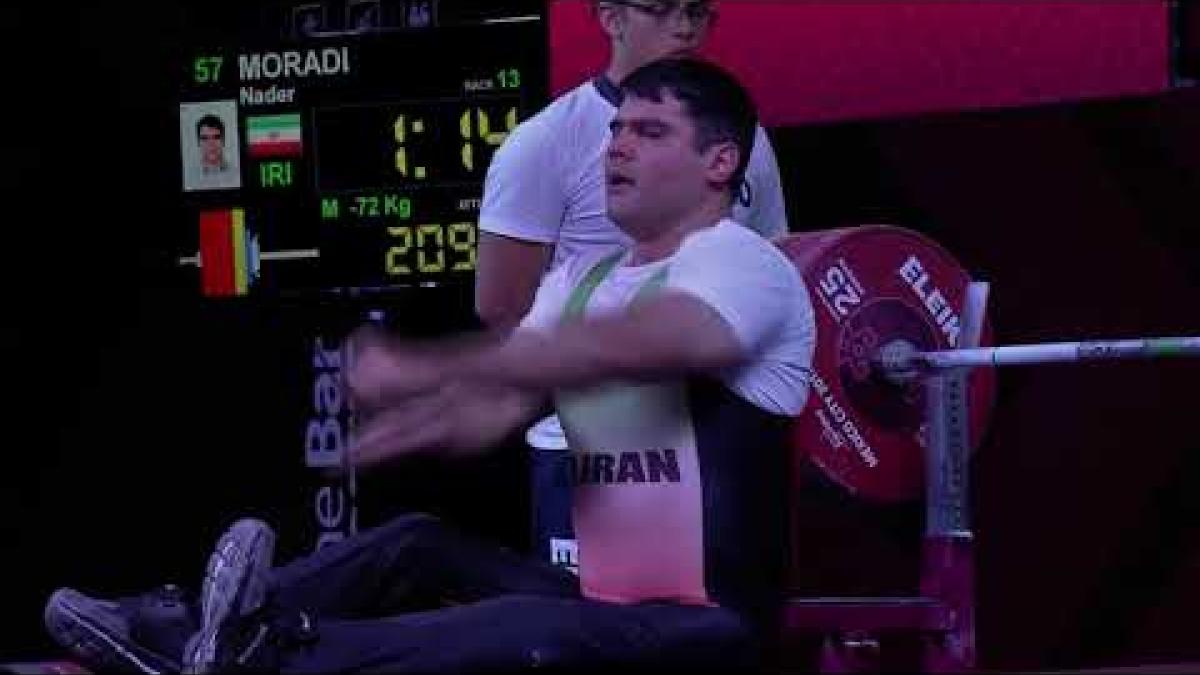 Nader Moradi | Gold &amp; WR | Men&#039;s Up to 72kg | Mexico City 2017 World Para Powerlifting Championships