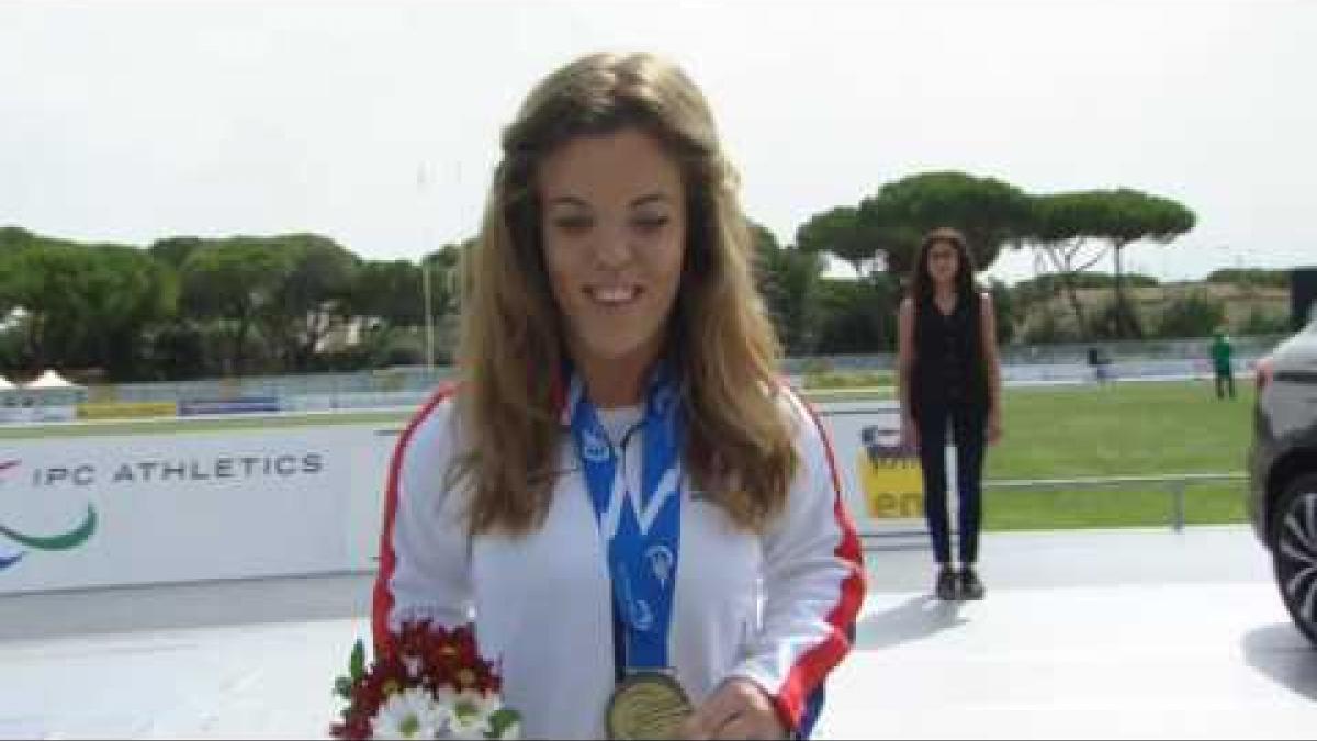 Women's discus throw F40/41 | Victory Ceremony | 2016 IPC Athletics European Championships Grosseto