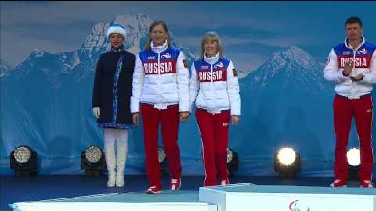 Women's short distance biathlon standing Victory Ceremony | Biathlon | Sochi 2014 Paralympics