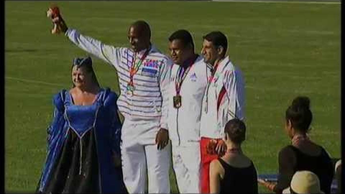 Athletics - Men's javelin Throw F44 medal ceremony - 2013 IPC Athletics World Championships, Lyon