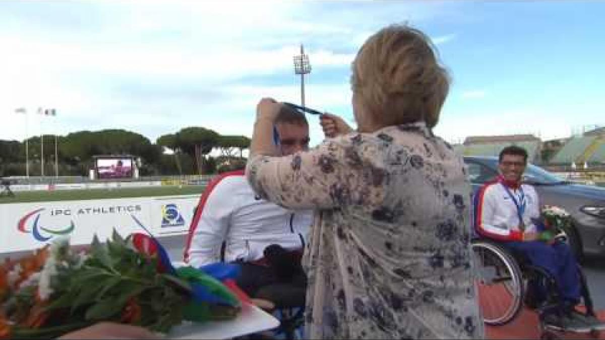 Men's 100 m T53 | Victory Ceremony | 2016 IPC Athletics European Championships Grossetoo