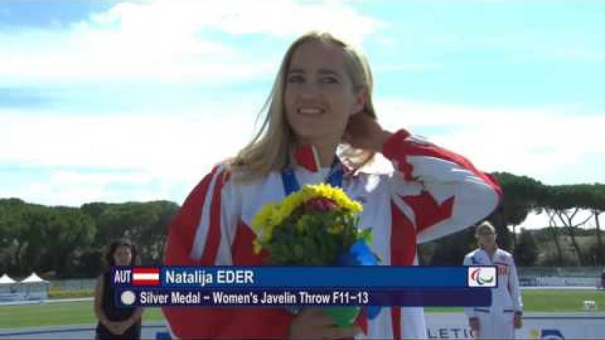 Women's javelin F11-13 | Victory Ceremony | 2016 IPC Athletics European