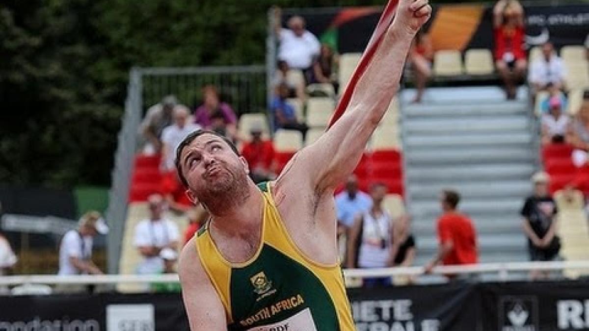Athletics - Reinhardt Hamman - men's javelin throw F37/38 final - 2013 IPC Athletics World C...