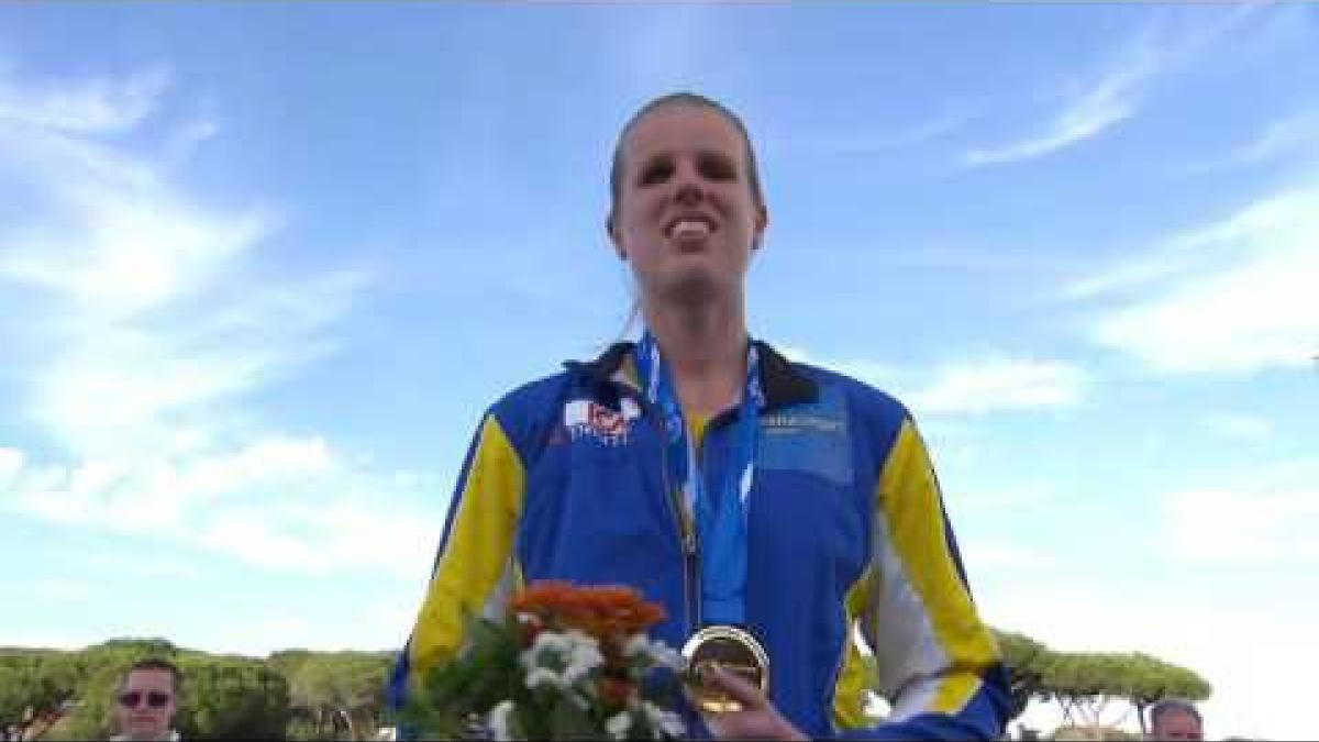 Women's long jump T11 | Victory Ceremony | 2016 IPC Athletics European Championships Grosseto