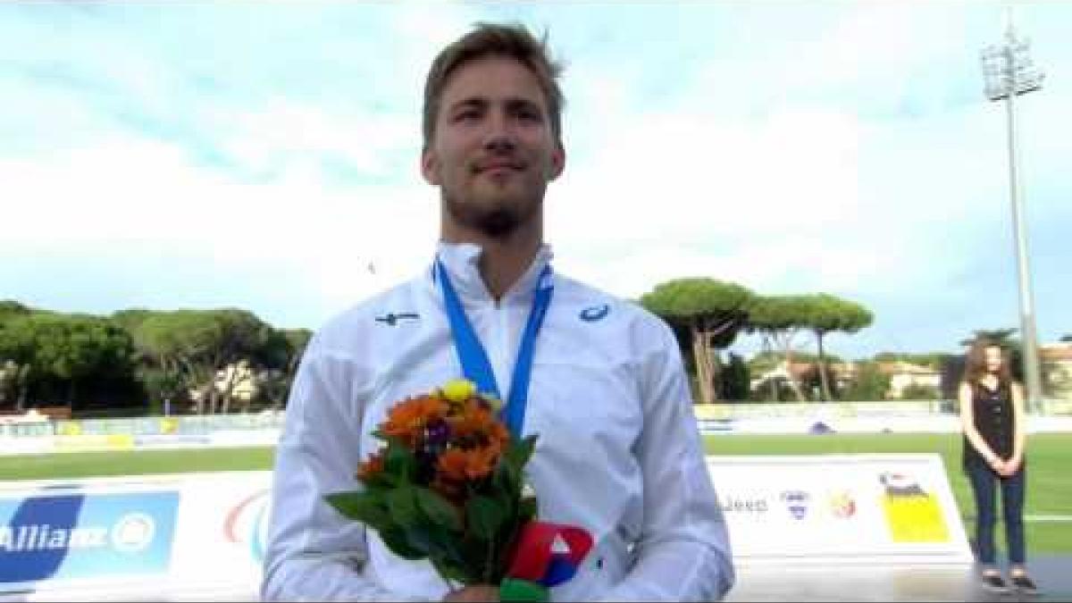 Men's 100 m T34 | Victory Ceremony | 2016 IPC Athletics European Championships Grosseto