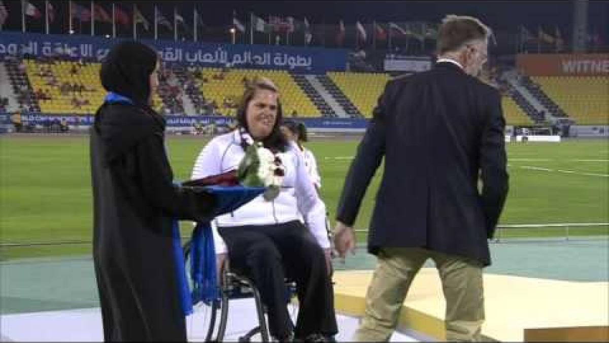 Women's shot put F34 | Victory Ceremony |  2015 IPC Athletics World Championships Doha