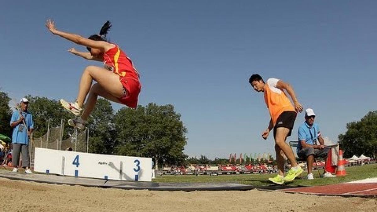 Athletics - Juntingxian Jia - women's long jump T11 final  - 2013 IPC Athletics World C...