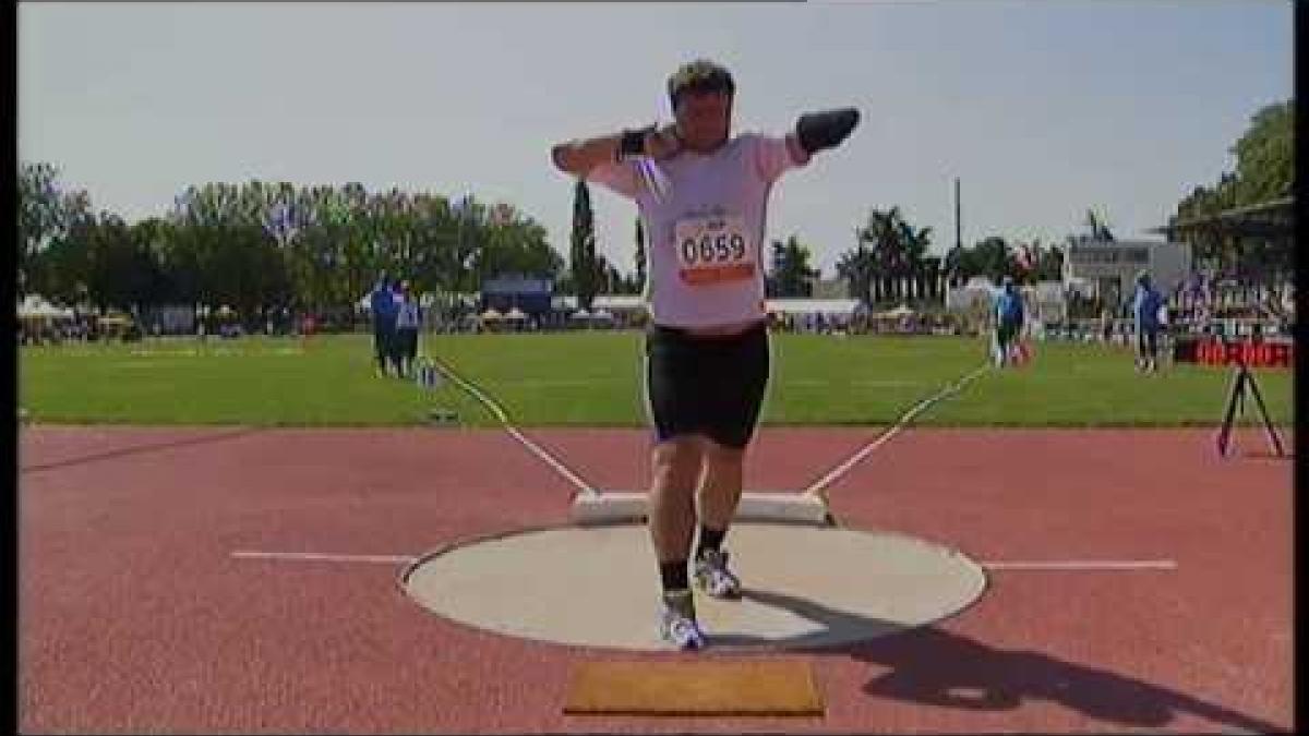 Athletics - Ravil Mansurbayev - men's shot put F46 final - 2013 IPC Athletics World C...