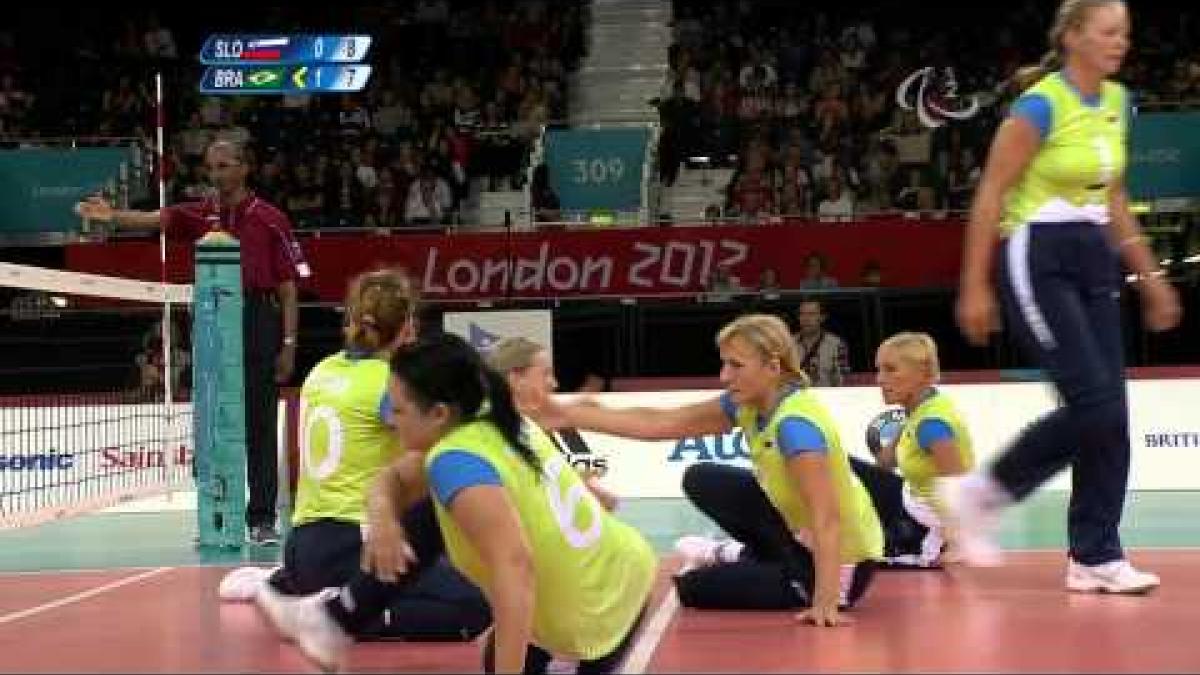 Sitting Volleyball - SLO vs BRA - Women's Preliminaries Pool B - London 2012 Paralympic Games.mp4