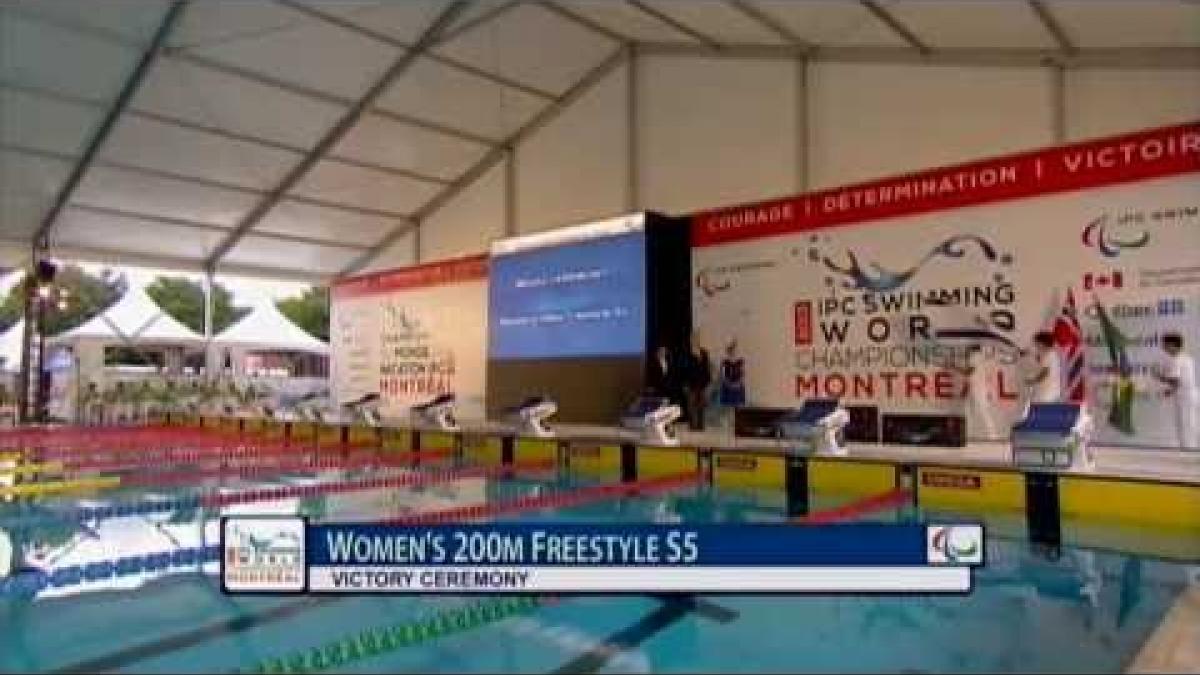 Swimming - medal ceremony women's 200m freestyle S5 - 2013 IPC Swimming Worlds