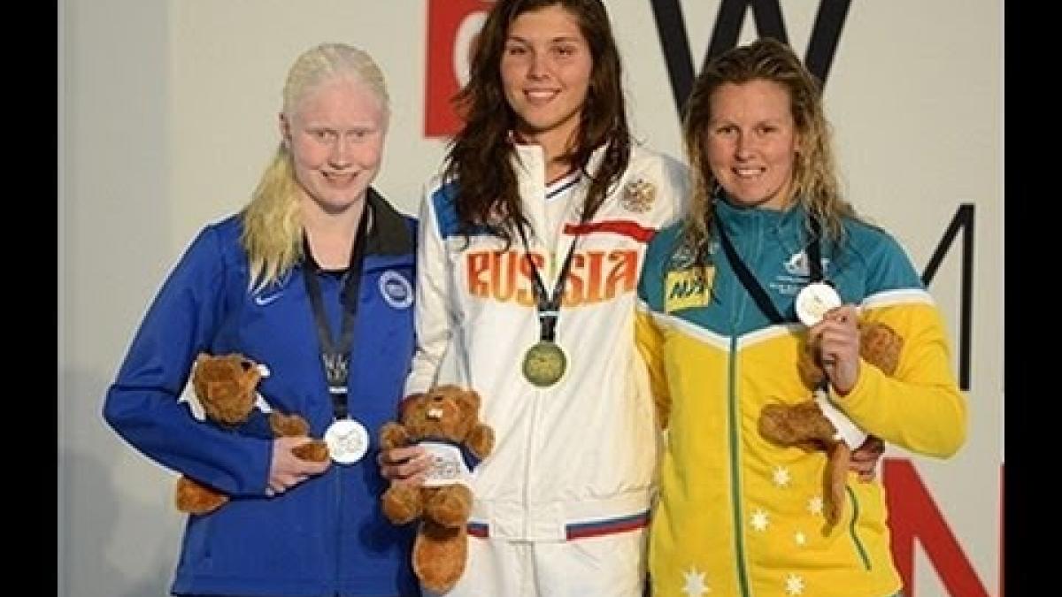 Swimming - women's 100m backstroke S13 medal ceremony - 2013 IPC Swimming World Championships