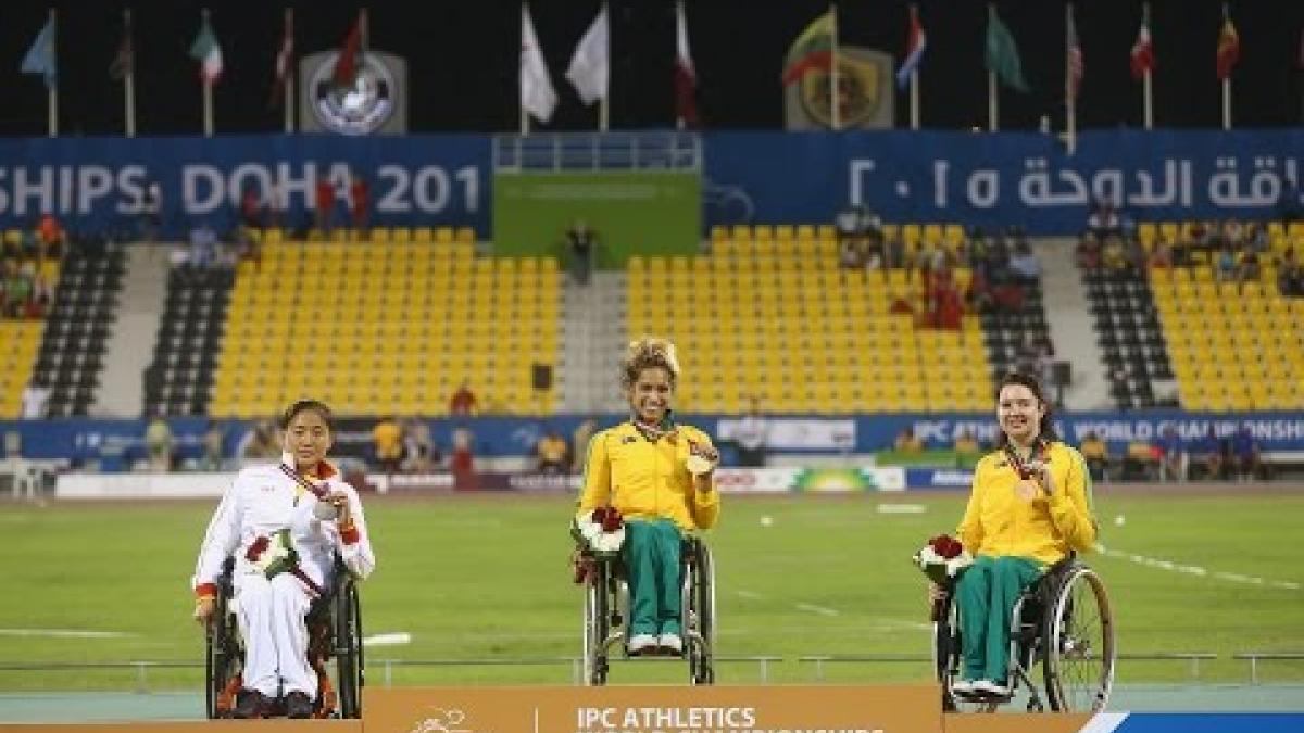Women's 800m T53 | Victory Ceremony |  2015 IPC Athletics World Championships Doha