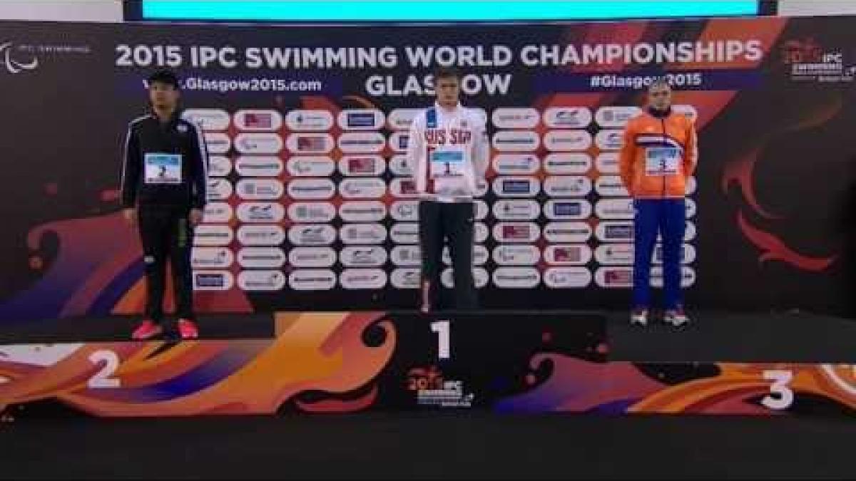 Men's 100m Backstroke S14 | Victory Ceremony | 2015 IPC Swimming World Championships Glasgow