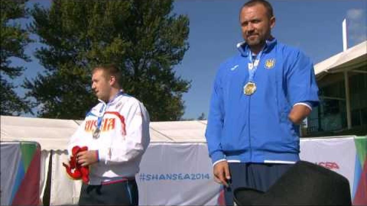 Men's shot put F46 | Victory Ceremony | 2014 IPC Athletics European Championships Swansea