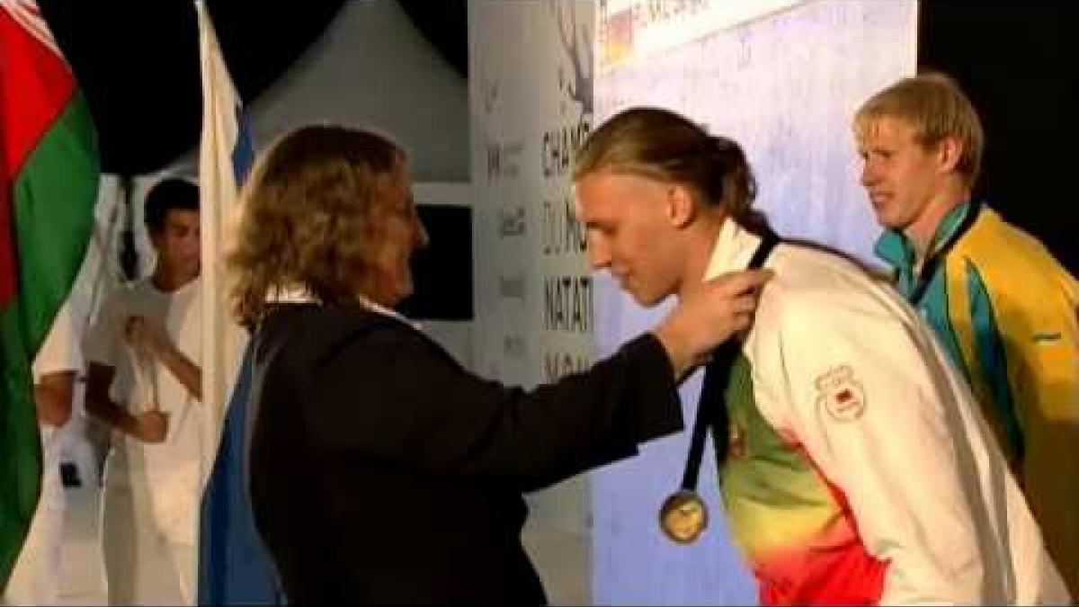 Swimming - men's 100m breaststroke SB12 medal ceremony - 2013 IPC Swimming World Championships