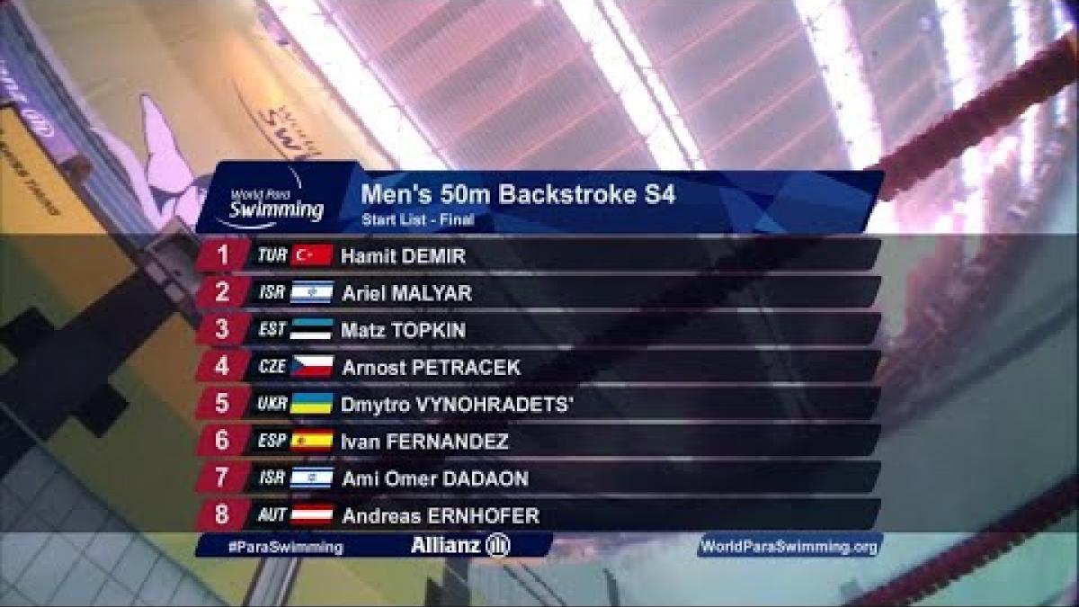 Men&#039;s 50m Backstroke S4 Final | Dublin 2018
