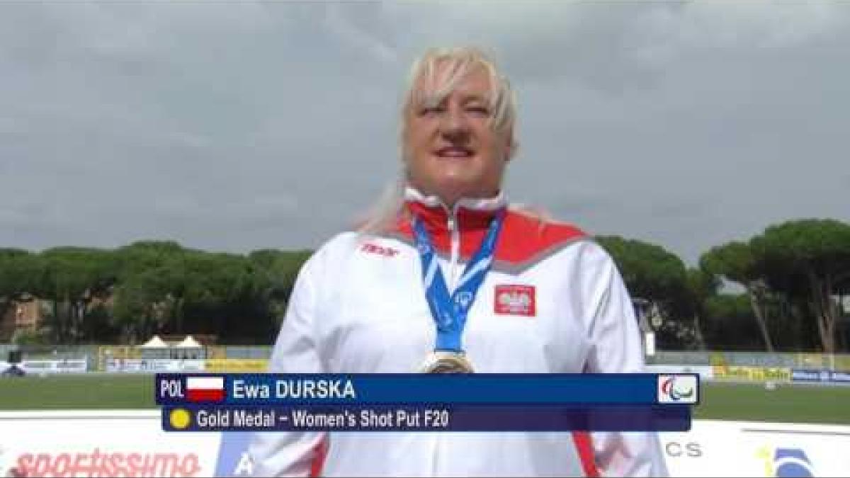 Women's shot put F20 | Victory Ceremony | 2016 IPC Athletics European Championships Grosseto