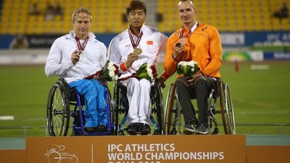 Men's 100m T54 | Victory Ceremony |  2015 IPC Athletics World Championships Doha
