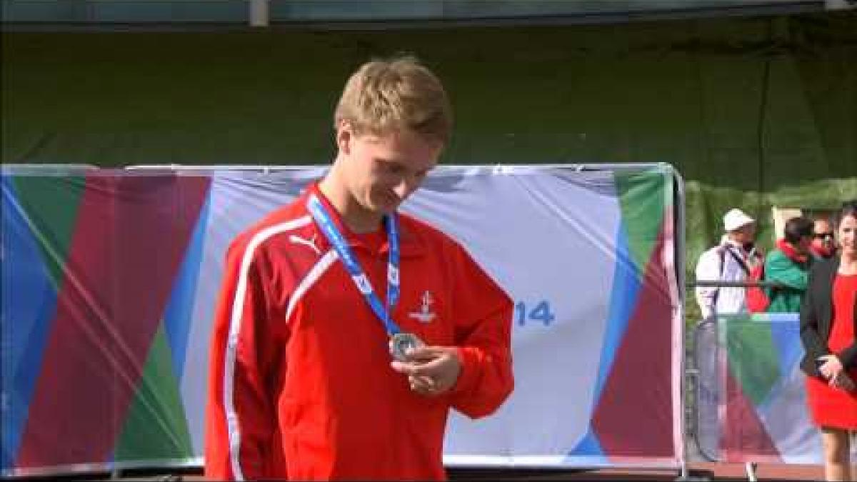 Men's long jump T42 / T44 | Victory Ceremony | 2014 IPC Athletics European Championships Swansea