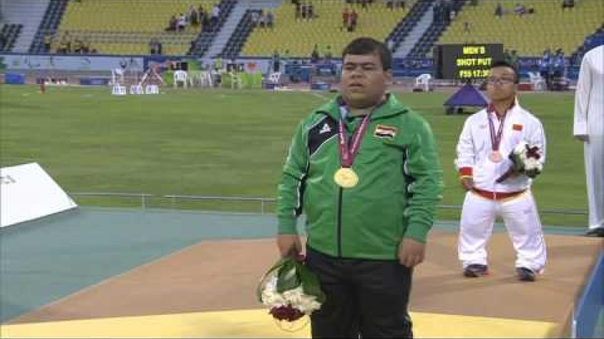 Men's shot put F40 | Victory Ceremony |  2015 IPC Athletics World Championships Doha
