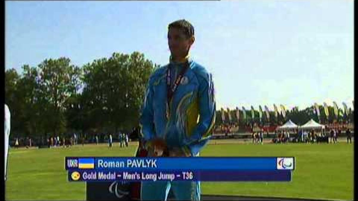 Athletics - men's long jump T36 Medal Ceremony - 2013 IPC Athletics World Championships, Lyon