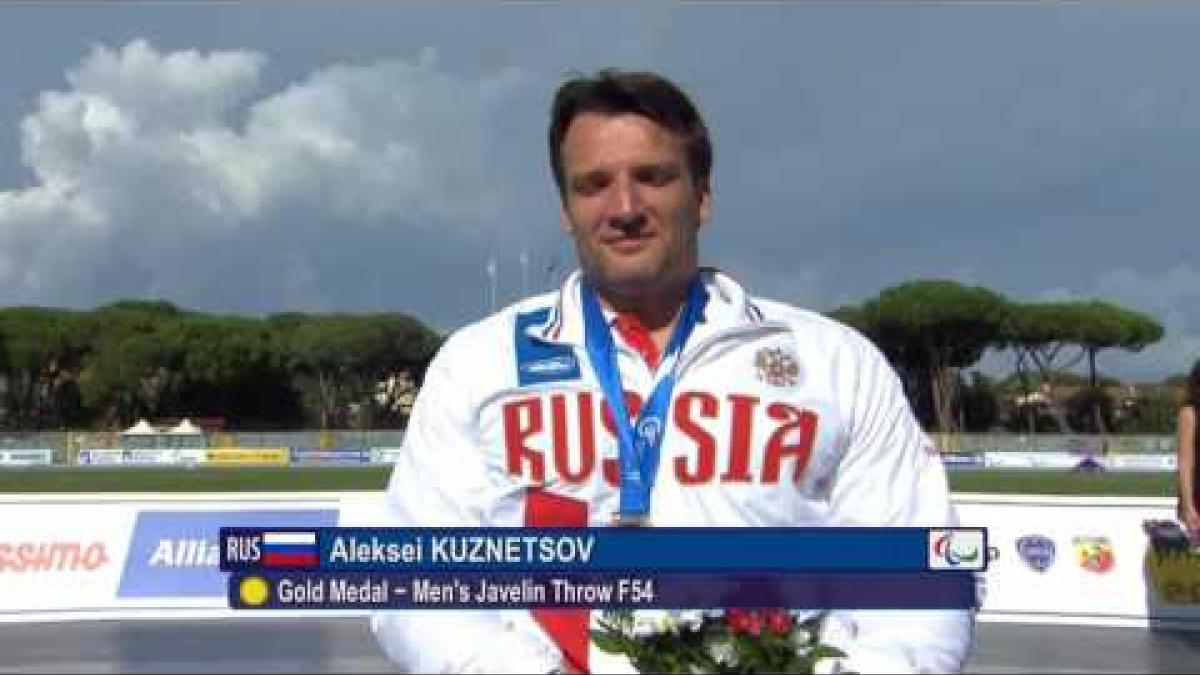 Men's javelin F54 | Victory Ceremony | 2016 IPC Athletics European Championships Grosseto