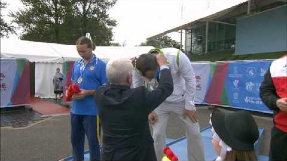 Men's javelin F44 | Victory Ceremony | 2014 IPC Athletics European Championships Swansea