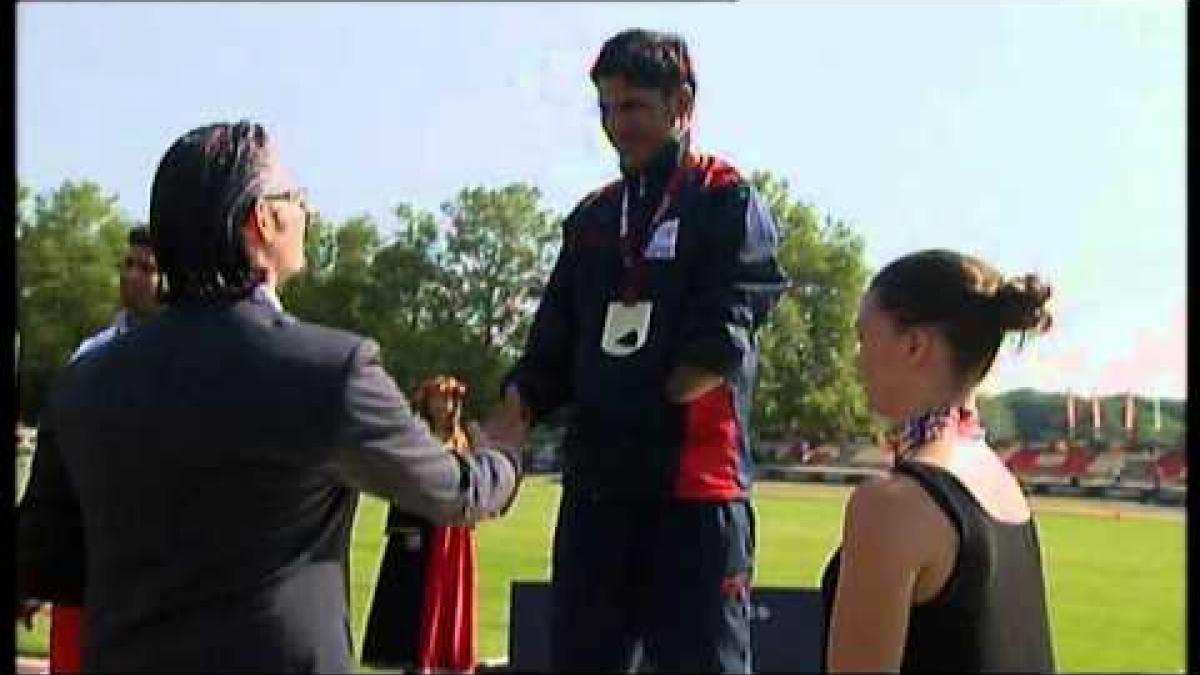 Athletics -  men's javelin throw F46 Medal Ceremony  - 2013 IPC Athletics World Championships, Lyon