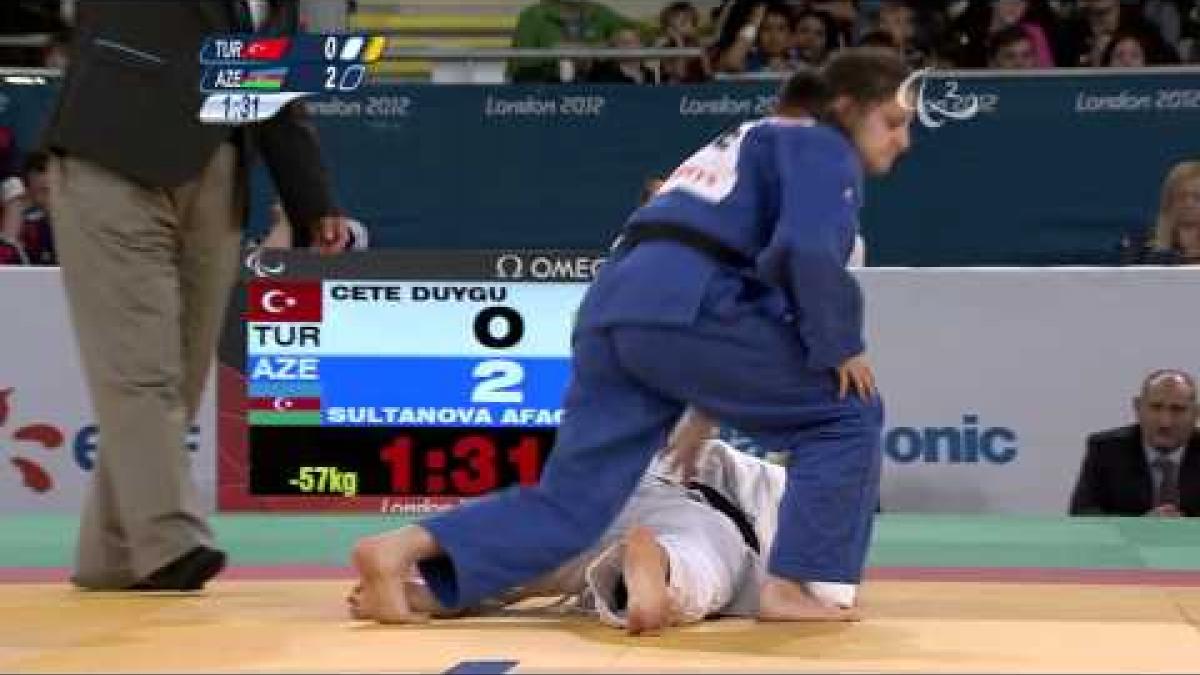 Judo - Women - 57 kg Semi Final A - Turkey versus Azerbaijan - 2012 London Paralympic Games