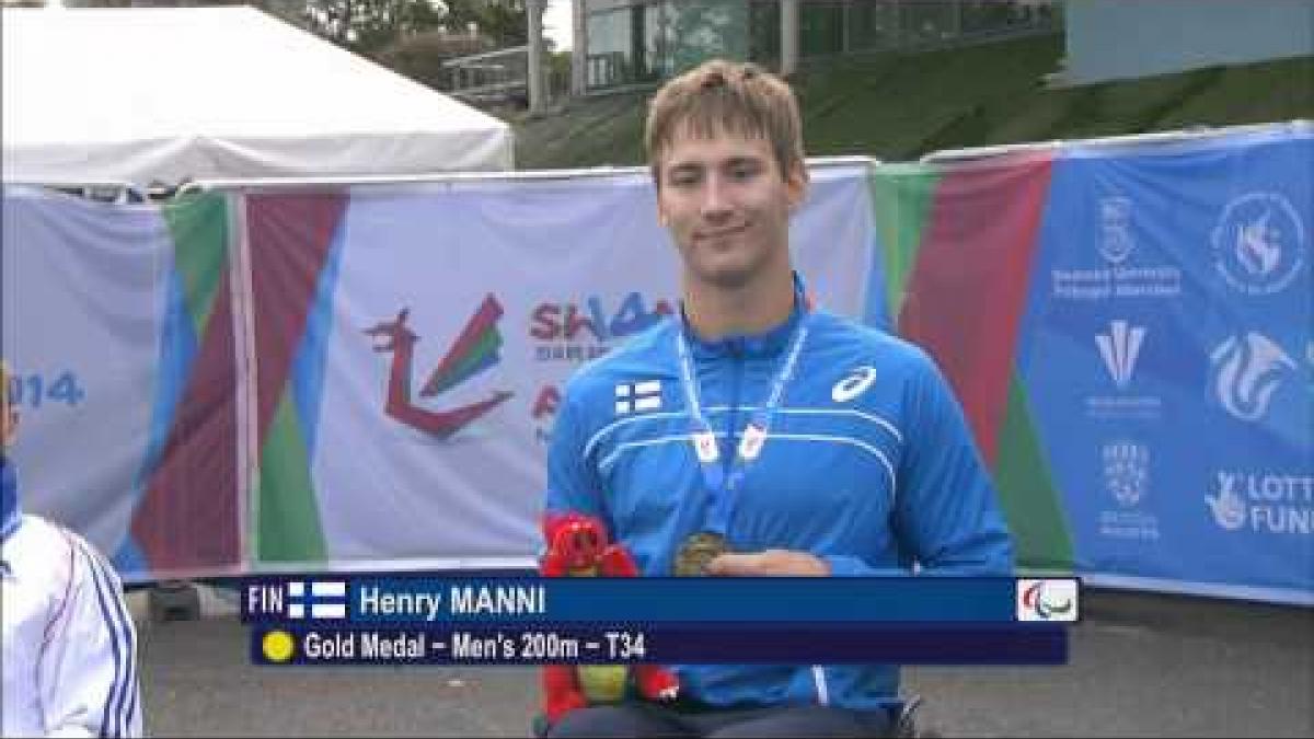 Men's 200m T34 | Victory Ceremony | 2014 IPC Athletics European Championships Swansea