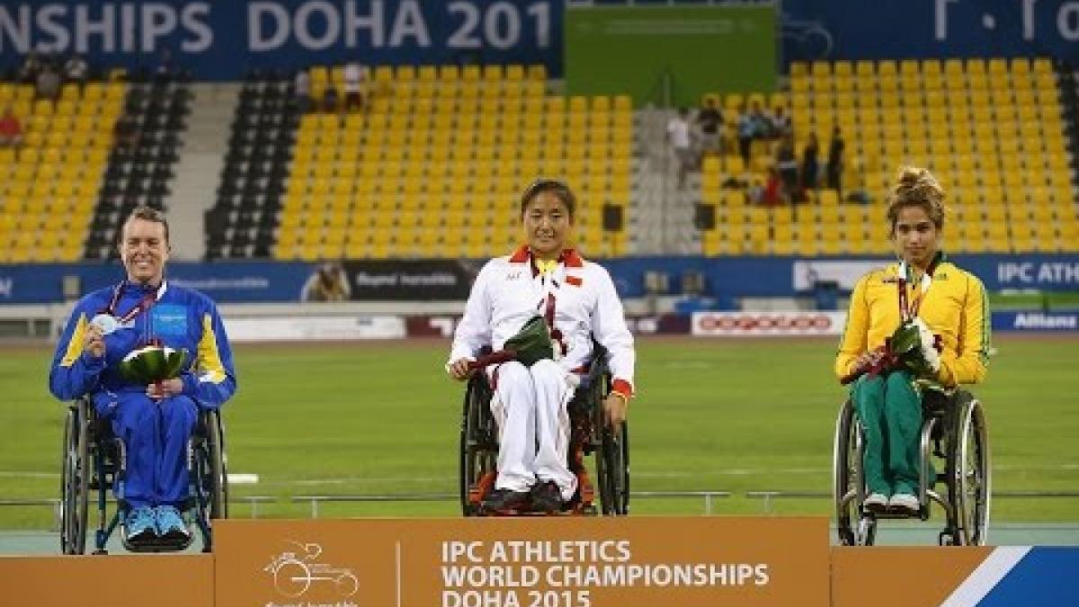 Women's 1,500m T54 | Victory Ceremony |  2015 IPC Athletics World Championships Doha