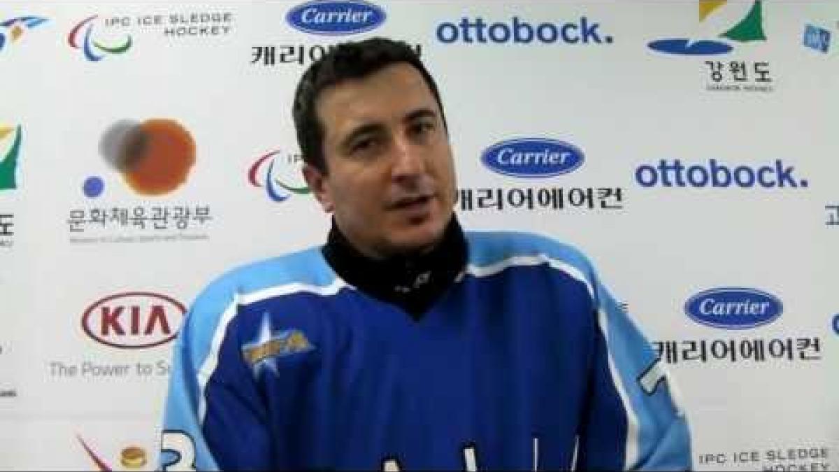 Italy's Gregory Leperdi - 2013 IPC Ice Sledge Hockey World Championships Goyang