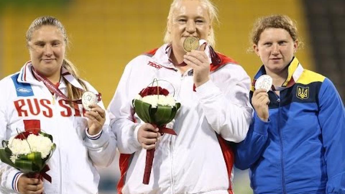 Women's shot put F20 | Victory Ceremony |  2015 IPC Athletics World Championships Doha