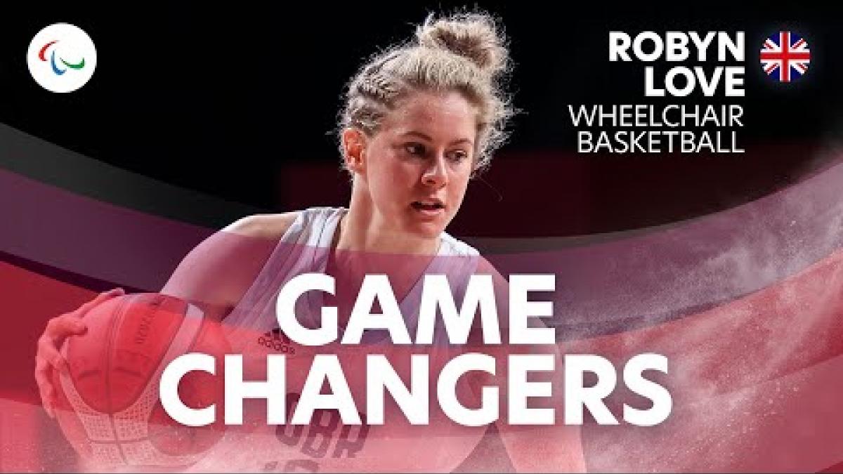 Thumbnail of a video featuring Great Britain&#039;s Robyn Love playing in a women&#039;s wheelchair basketball game.