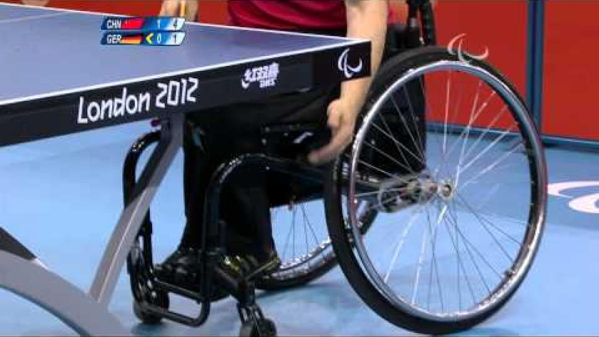 Table Tennis - GER vs CHN - Men's Singles Cl 4-5 Quarterfinal1 M3 - London 2012 Paralympic Games.mp4