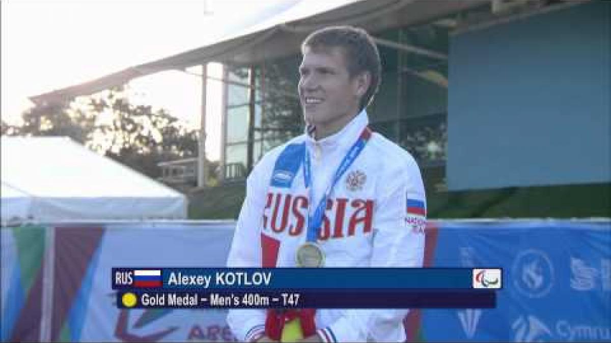Men's 400m T47 | Victory Ceremony | 2014 IPC Athletics European Championships Swansea