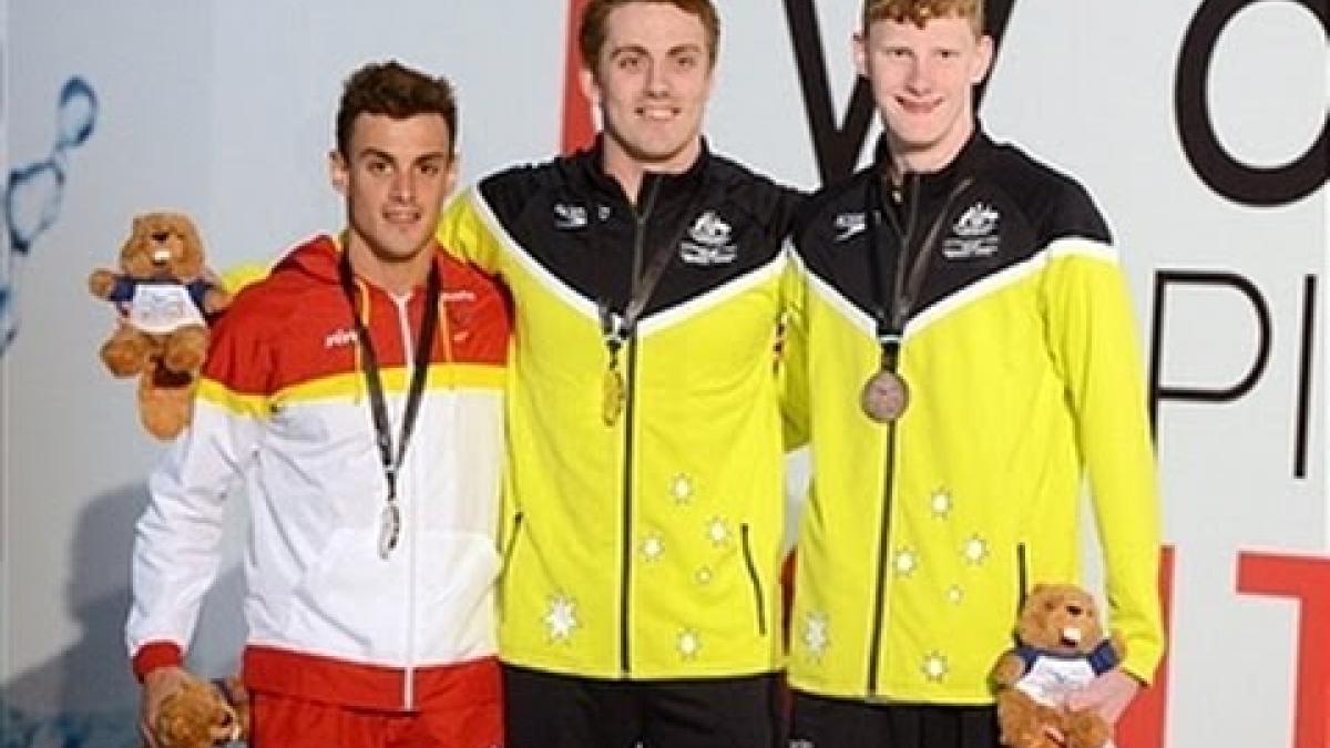 Swimming - Men's 100m freestyle S9 medal ceremony - 2013 IPC Swimming World Championships Montreal