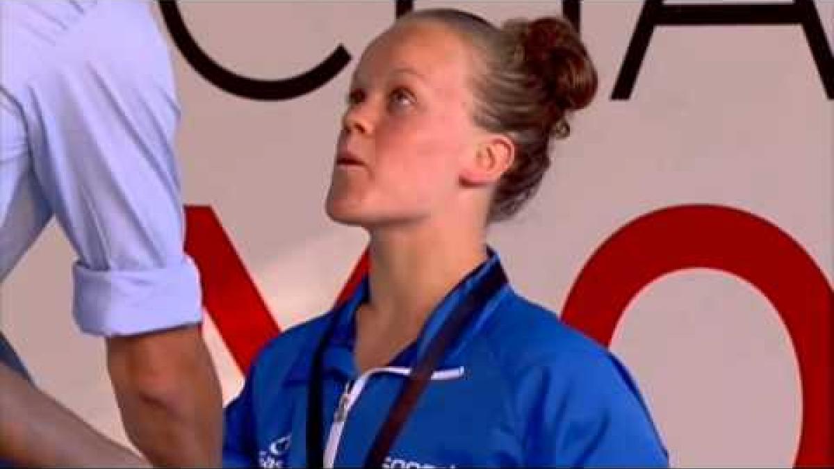 Swimming - women's 100m freestyle S6 medal ceremony - 2013 IPC Swimming World Championships Montreal