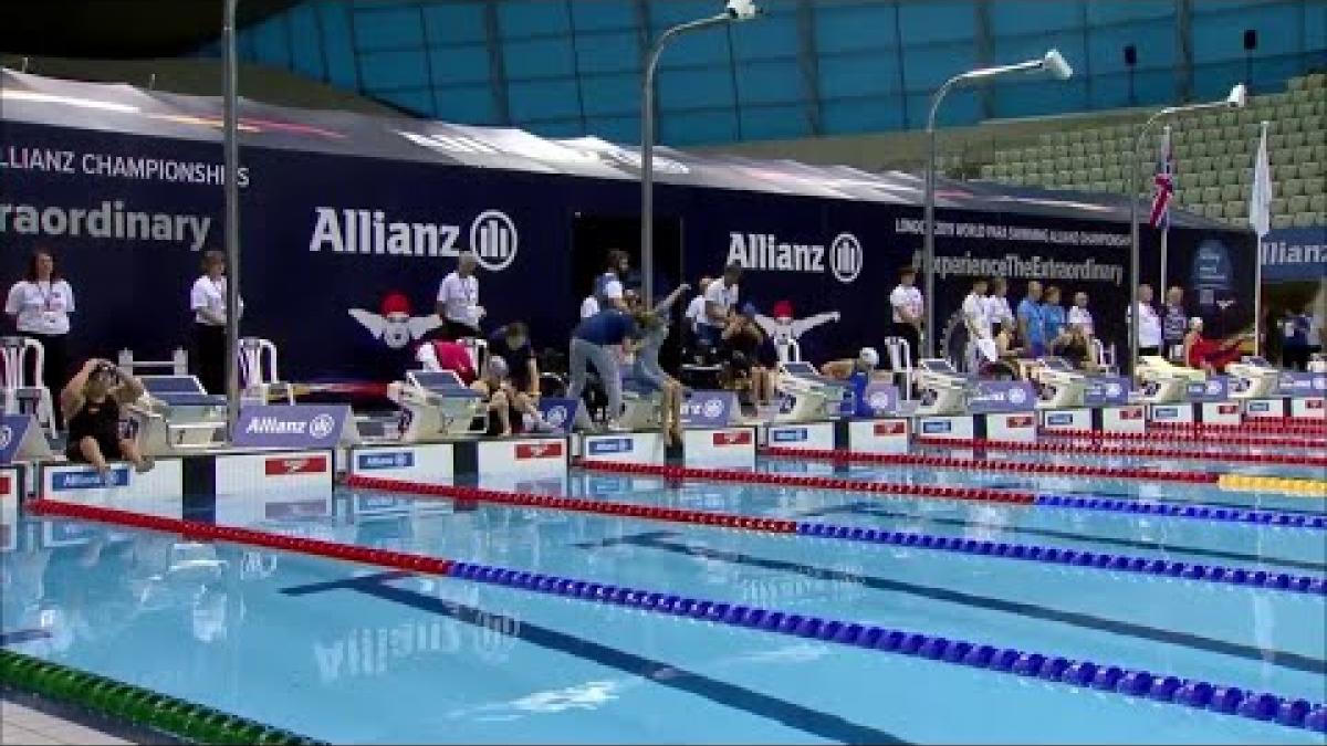 Video Thumbnail about the Women&#039;s 100m Breastroke SB4 Final | London 2019 with several Para swimmers on the FOP. 