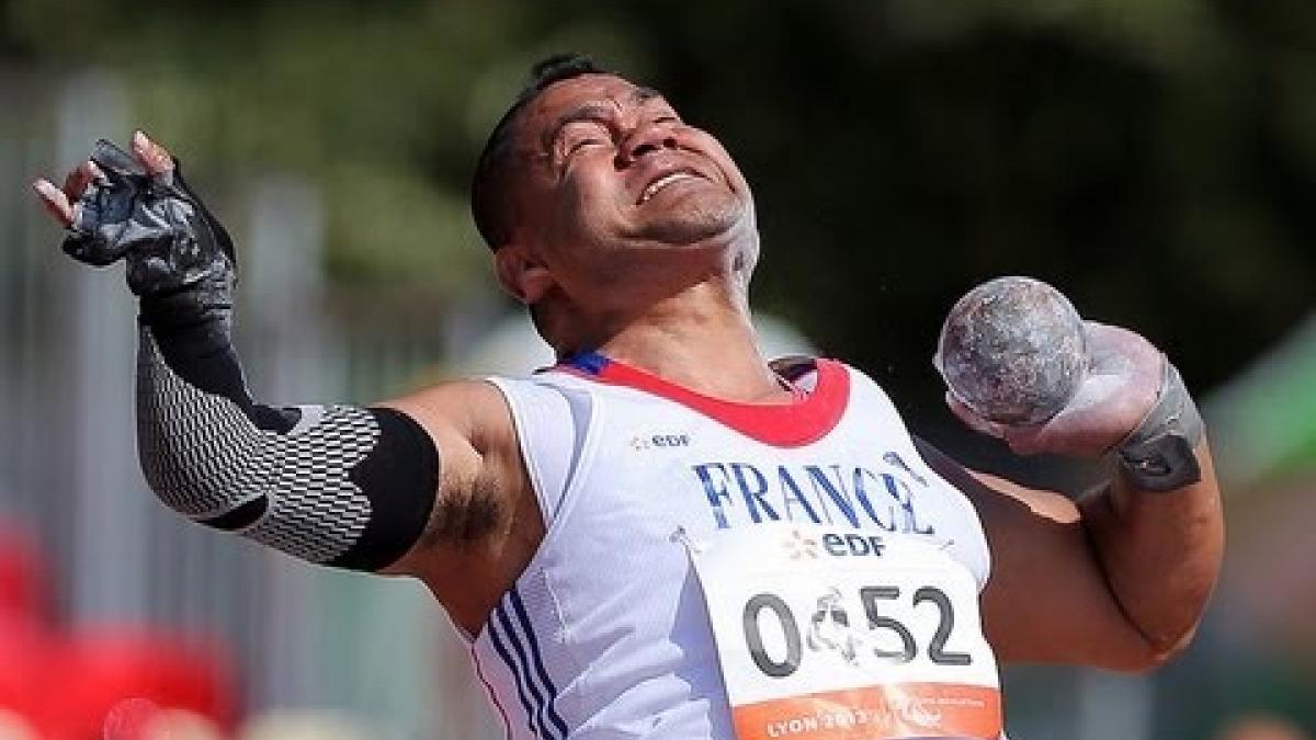 Athletics - Soselito Sekeme - men's shot put F46 final - 2013 IPC Athletics World C...