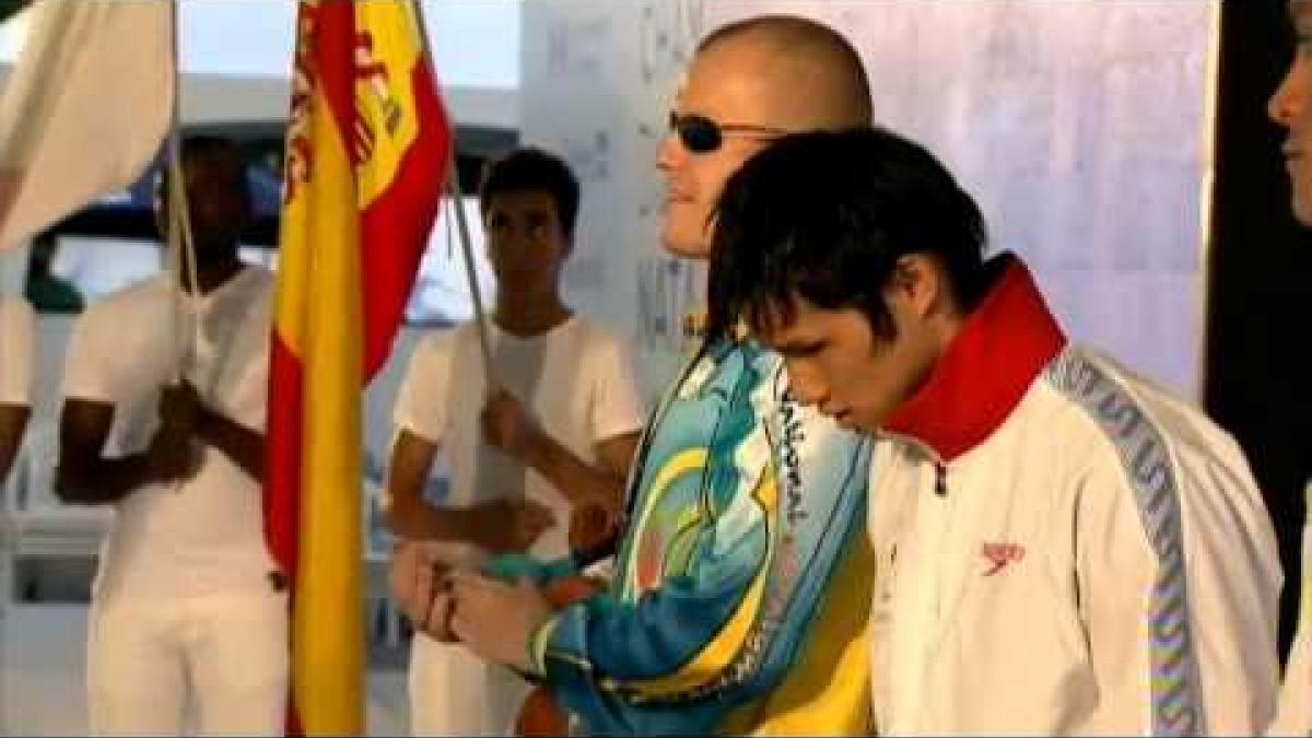 Swimming - men's 100m breaststroke SB11 medal ceremony - 2013 IPC Swimming World Championships